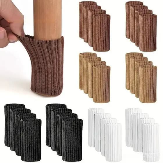 24pcs Meias para Cadeiras Pés Móveis Proteção de Chão Tricotada Almofadas Antiderrapantes Capas Silenciosas para Mesa 7w