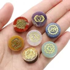 GIOVANNI 7 Pçs/set Sete Chakras Pedras De Cristal Natural , Gemas De Cura Reiki De Ametista , Rodada