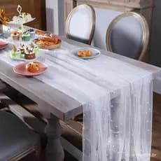 Toalha De Mesa Em Tule Pérola Tecido Branco De Véu De Casamento Para Decoração De Sobremesa Arco