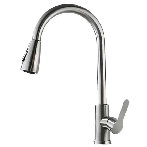 Torneira Gourmet Misturador Monocomando Cozinha Área Aço Escovado Luxo Bico Extensível Aço Inox