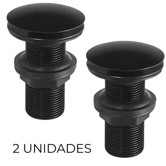 2 Válvula Pia Banheiro Click Preto Fosco Inteligente Veda Cheiro ABS 7/8 Super Luxo