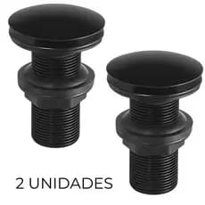 2 Válvula Pia Banheiro Click Preto Fosco Inteligente Veda Cheiro ABS 7/8 Super Luxo