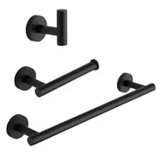 Kit Acessórios Banheiro Aço Inox Preto Fosco 3 Pçs Redondo Linha Luxo Valor Promocional