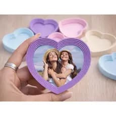 Imã Porta Retrato Coração 3D | Mini Quadro Magnético para Foto | Decoração de Geladeira Personalizada
