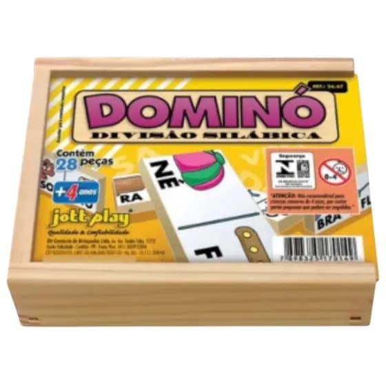 Dominó Divisão Silábica Jogo Educativo de Madeira infantil Tradicional Brinquedo Original Jott Play