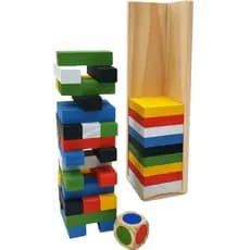 Jogo Tipo Jenga 54 Blocos De Madeira Colorida Original Clássico Kids Equilíbrio Jogo Caiu Perdeu