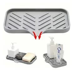 Porta Esponja de Pia Silicone com Drenagem – Suporte Multiuso para Cozinha e Banheiro