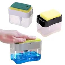 Dispenser Porta Detergente e Sabão Líquido com Suporte para Esponja Cozinha Compacto 500ml