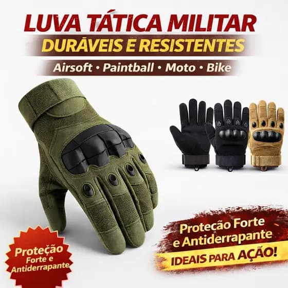 Luva Tática Militar Airsoft Paintball Proteção Esporte Aventura Resistente Pra Moto Bike (tamanho único)