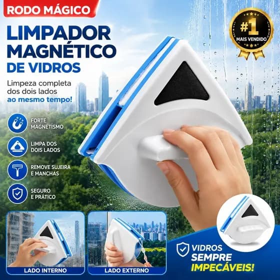 Limpador De Vidro Magnetico Dupla Face Rodo Magico Limpa Janela Apartamento Com Corda De Seguranca