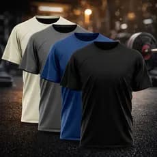 Kit 4 Camisetas Fitness Masculinas Dry Fit Para Treino Academia Esportes em Geral Proteção UV +50 Lisa Básica