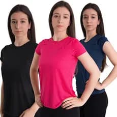 Kit 3 Camiseta Academia Feminina Dry Fit Treino Blusa Caminhada Treino Musculação