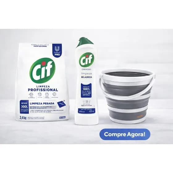 Kit Limpeza CIF Profissional + Balde Dobrável 10L