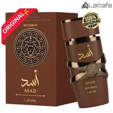 Perfume Árabe Lattafa Asad Bourbon EDP 100ml Original Masculino Baunilha Amadeirado Intenso Longa Duração