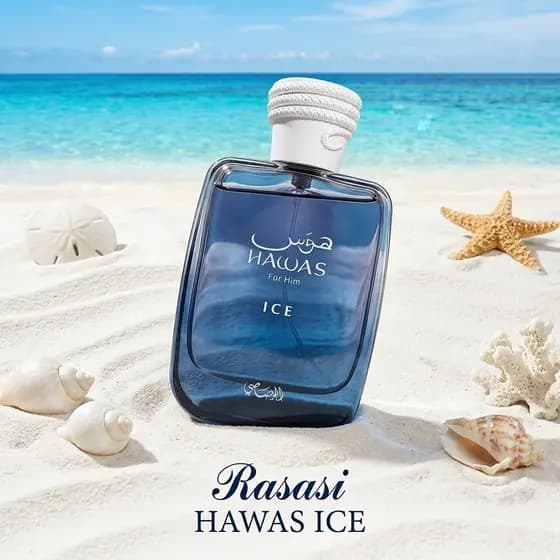Rasasi Hawas Ice Perfume Masculino Importado EDP 100ml Original Árabe Fresco Cítrico Apple Lemon Fixação Forte