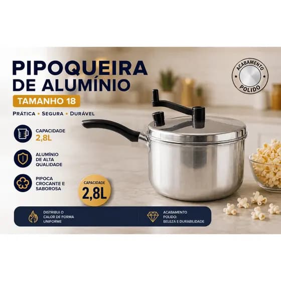pipoqueira pop 2,5l aluminio tamanho 18 panela de pipoca