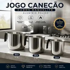 jogo canecao leiteira fervedor cafe leite aluminio polido cabo baquelite e suas variações