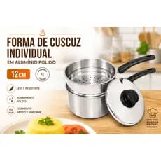 forma cuscuz cuscuzeiro individual 12cm alumínio polido cozimento a vapor resistente