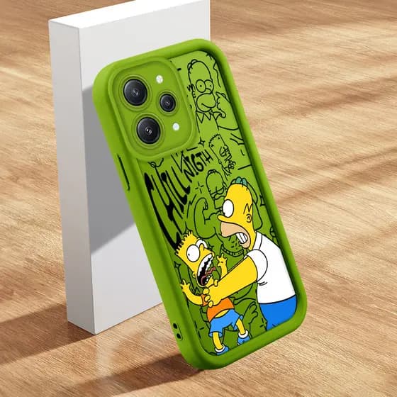 Capa Para Xiaomi Redmi 12 Capinha De Simpson Celular Macio Case Verde Rosa Vermelha 1897 TY