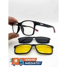 Armação De Óculos Clipon Com Lente Polarizadas Masculino 3 Em 1 Sunglasses Magnetic Eyewear