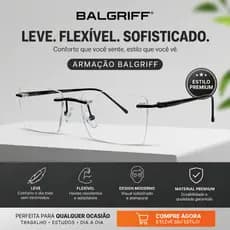 Armação Balgriff Sem Aro Óculos Parafusada de Alumínio Unissex Masculina Feminina Leve Premium Elite
