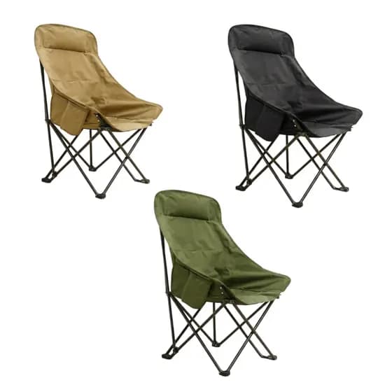 Cadeira De Camping Dobrável Portátil Reforçada Com Bolso Lateral