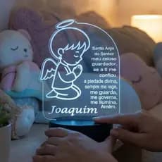 Luminária Anjo da Guarda Personalizada Oração Decorativo Led