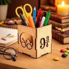 Kit Porta Caneta Lápis Harry Potter Organizador de Mesa Enfeite Lembrancinha
