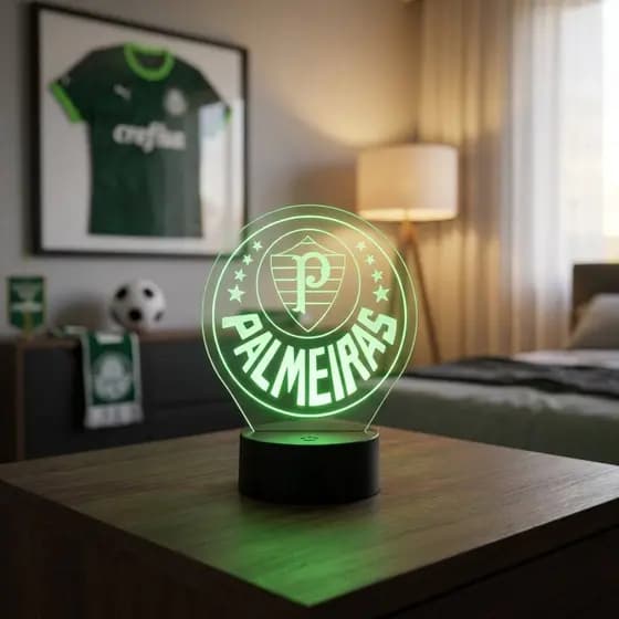 Luminária LED 3D Palmeiras Edição Torcedor Verdão