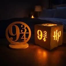 Cubo Abajur de Mesa Decorativa Harry Potter E Totem Plataforma Em MDF