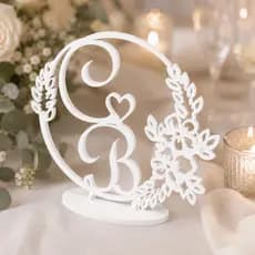 Topo De Bolo Casamento Festa Iniciais Noivos Personalizadas MDF Acrilico Espelhado
