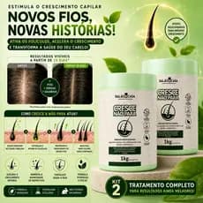 Kit 2 Máscaras Cresce & Não Para 1kg | Crescimento Capilar | Antiqueda | Fortalecedora | Salão In Casa