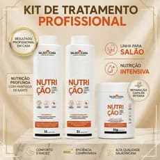Kit Cronograma Capilar Profissional 3 Passos | Hidratação, Nutrição e Reconstrução | 1L + 1kg | Salão In Casa