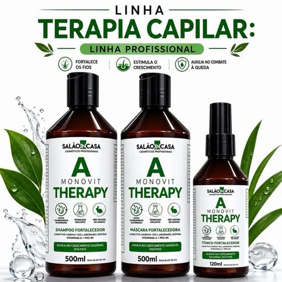 Kit Monovit-A Crescimento Capilar | Terapia Capilar Antiqueda | Fortalecimento dos Fios | Salão In Casa