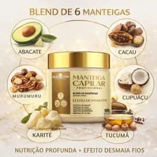 Máscara Capilar Mega Nutrição 500g | 6 Manteigas | Desmaia Cabelo | Nutrição Profunda | Anti Frizz | Salão In Casa