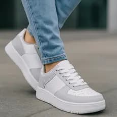 Tênis Feminino Branco Caramelo Super Confortável Moderno Leve