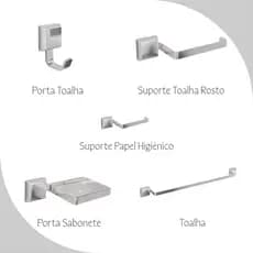 Kit 5 Conjuntos Acessórios Suporte Banheiro Parede Lavabo Prateado Toalha Saboneteira