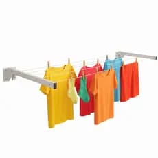 Varal De Parede De Roupas Retrátil E Muro Reforçado Suporta Até 90 Kg 20m Corda + Parafusos e Buchas