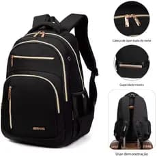 Mochila feminina de lona Oxford, grande capacidade, bolsa de computador para trabalho, resistente a respingos