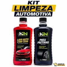 Pneu Pretinho 500ml + Shampoo Com Cera 500ml Kit Lava Auto Limpeza Automotiva Brilho Proteção
