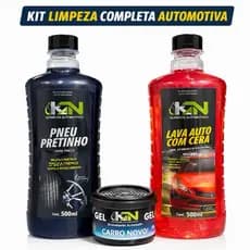 Kit Limpeza Automotiva 3 Em 1 Completo Shampoo Com Cera + Pneu Pretinho + Cheirinho Carro Novo