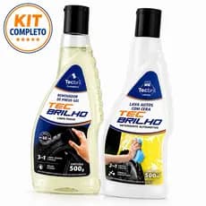 Shampoo Automotivo Com Cera Concentrado 500ml + Pretinho Limpa Pneus Gel Brilho Intenso Kit Limpeza Automotiva