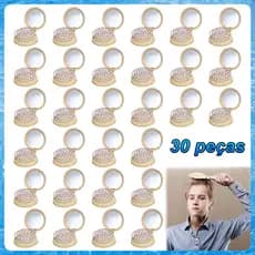 30 Peças Mini Escova de Cabelo Dobrável Com Espelho Marrom – 13,7x7cm, Circular, Cerdas de Borracha, para Bolsa e Viagem