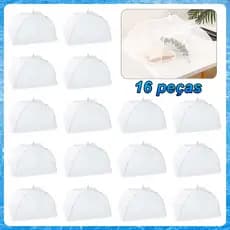 Kit 16 Tela Mosquiteiro Protetor de Alimentos Branco 43x43x20cm – Anti Mosca e Insetos, Removível, Lavável