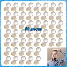 50 Peças Mini Escova de Cabelo Dobrável Com Espelho Marrom – 13,7x7cm, Circular, Cerdas de Borracha, para Bolsa e Viagem