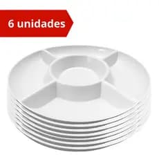 Kit Petisqueira Redonda 6und Com Molheira Frios Queijo Petiscos Amendoim Festa Churrasco Eventos