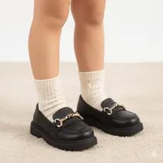 Sapato Mocassim Infantil Menina Tratorado Loafer Blogueirinha Confortável Aplique ABS
