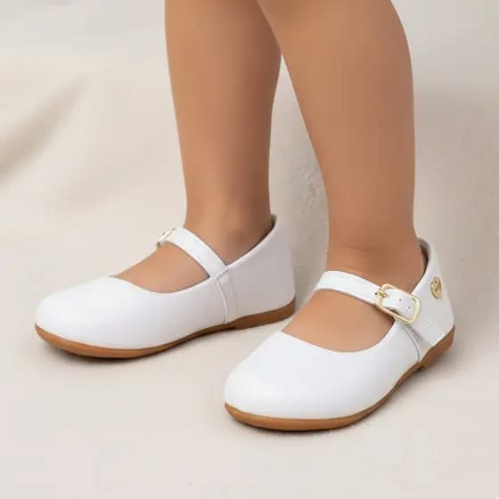Sapatilha Infantil de Menina Sapato Boneca Sintético Liso Dama Daminha