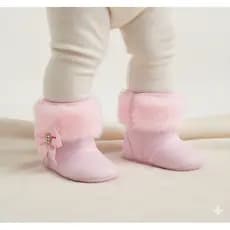 Bota Bebê Menina Pelo Pelúcia Rosa Inverno Botinha Forrada Laço Cetim  Strass  Infantil RN