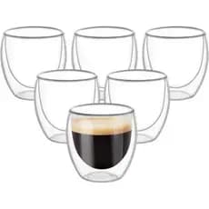 Jogo De Copos Parede Dupla De Vidro 250ml Isolante Térmico Copo Café Chá
